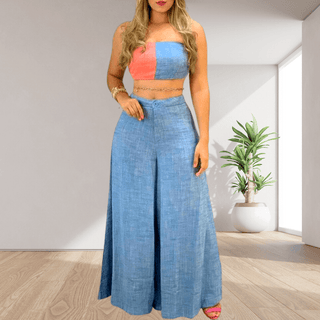 Conjunto, Conjunto Feminino, Conjunto Pantalona e Top, Conjunto Feminino Zara Ross, Conjunto Fino, Roupa Elegante, Conjunto Blusa e Calça, Conjunto Alfaiataria, Conjunto Vicenza, Conjunto Decote em V, Conjunto Elegante, Conjunto Noronha, Conjunto Feminino, Conjunto de Verão, Conjunto Primavera, Calça Pantalona, Calça Larga e Top, Calça Larga.